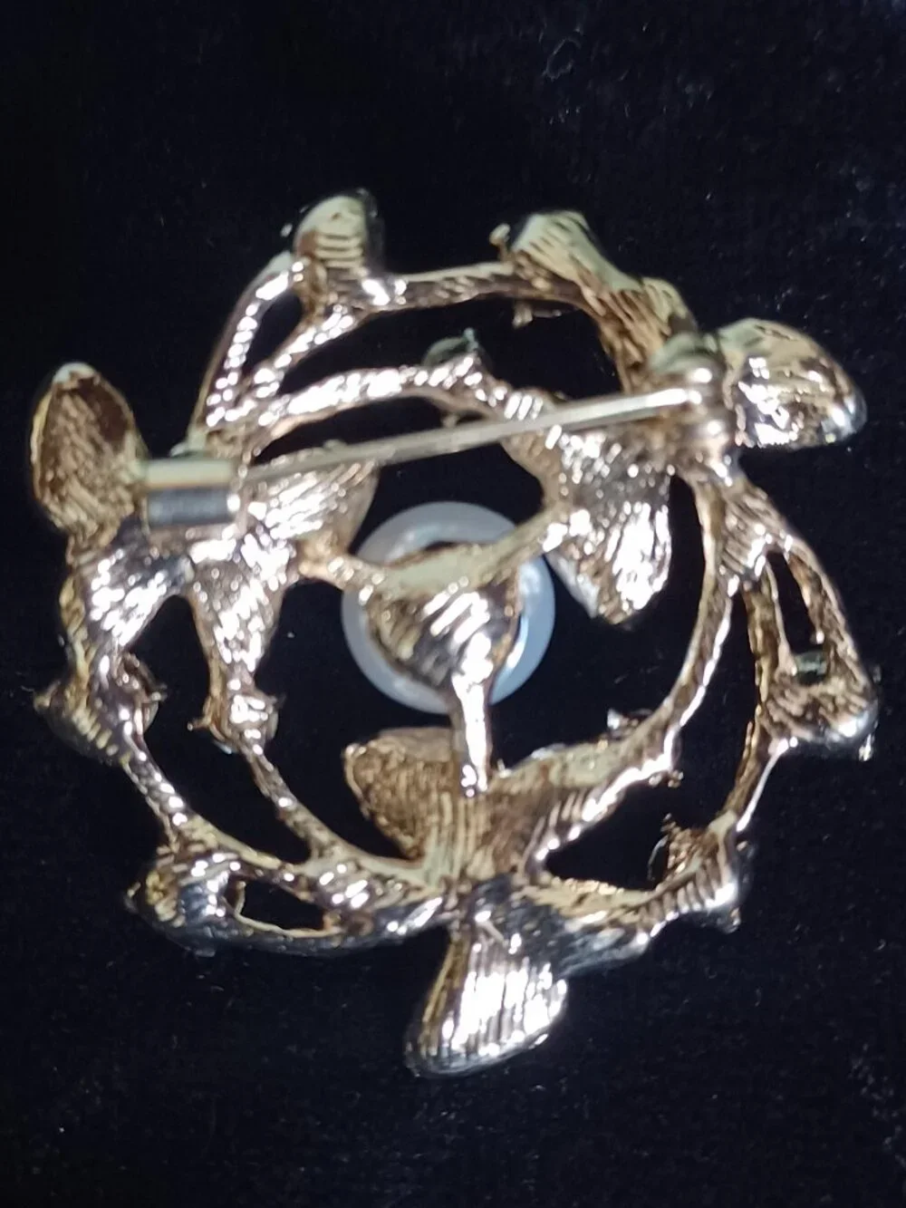 Clear Crystal Butterfly & Pearl Brooch